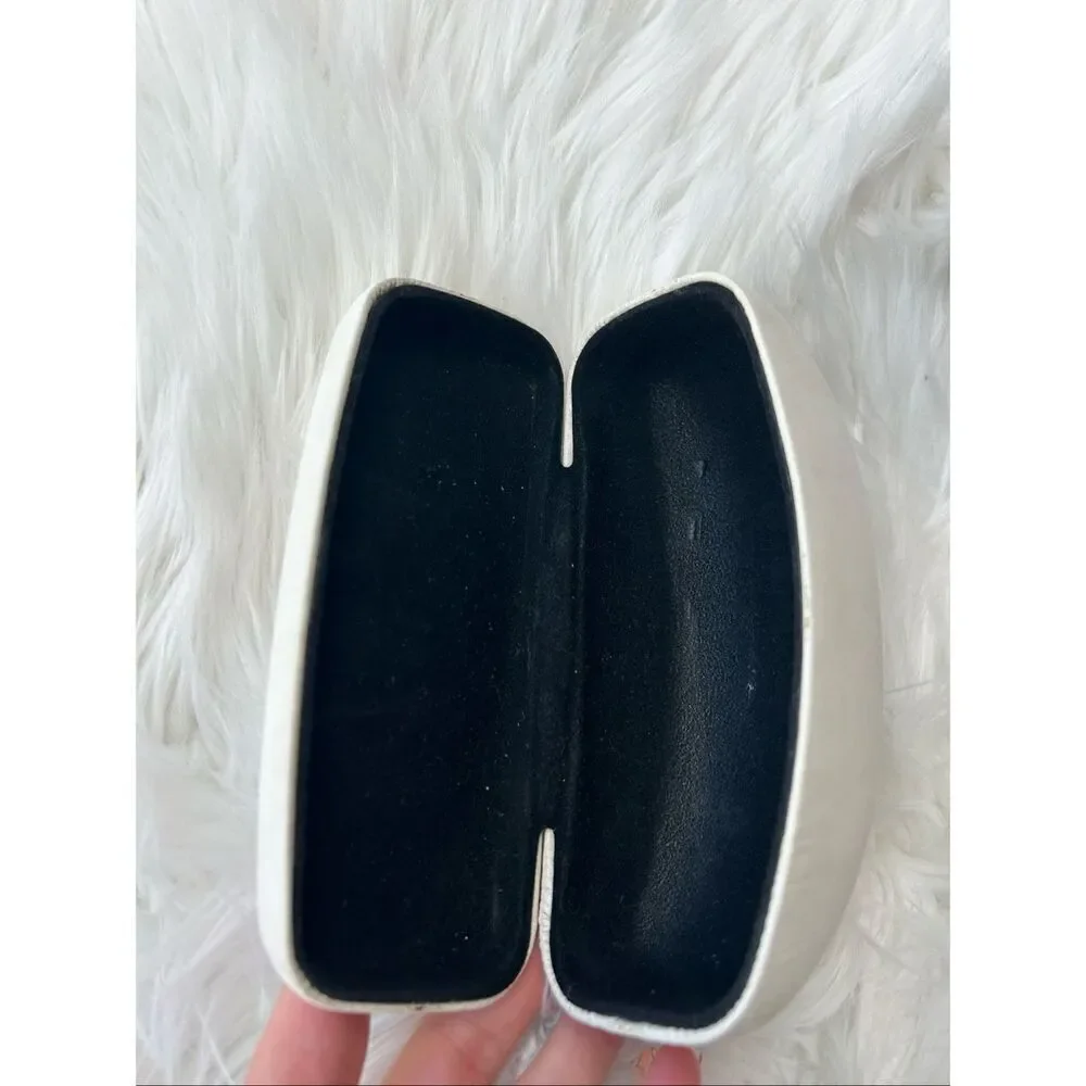 White Dolce Gabbana D&G Leather Hardshell Eyeglass Case 6.5